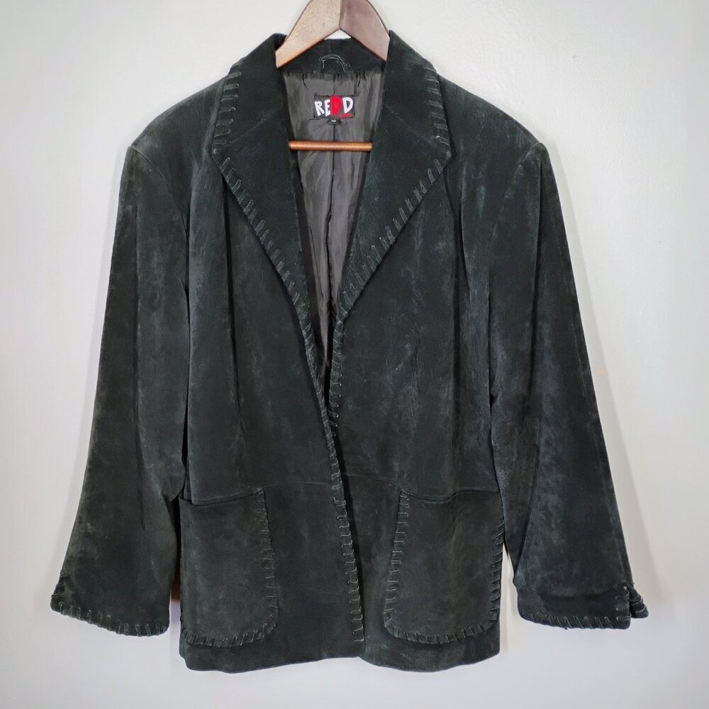 Vintage Redd Jeans Suede Blazer Jacket Womens 10‎ Black Western Boho Cowgirl